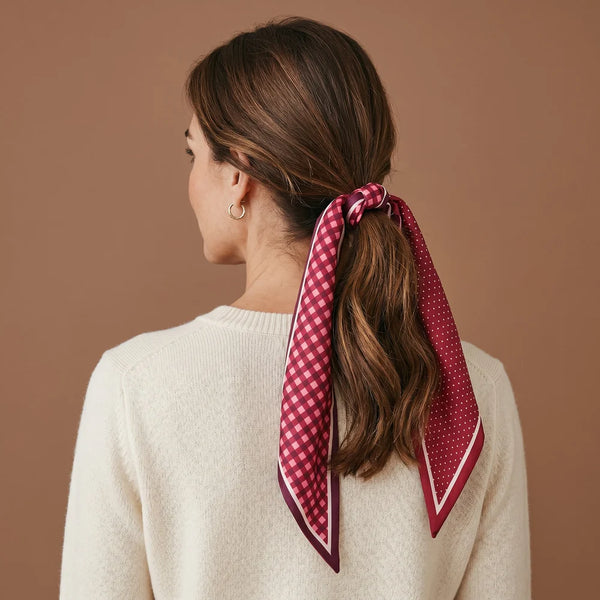 Twirl & Tie Scarf Accessory || Gingham Burgundy