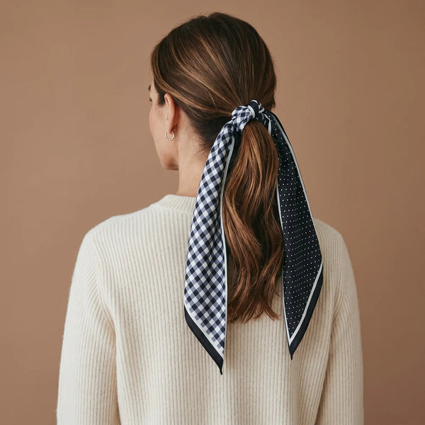 Twirl & Tie Scarf Accessory || Gingham Black