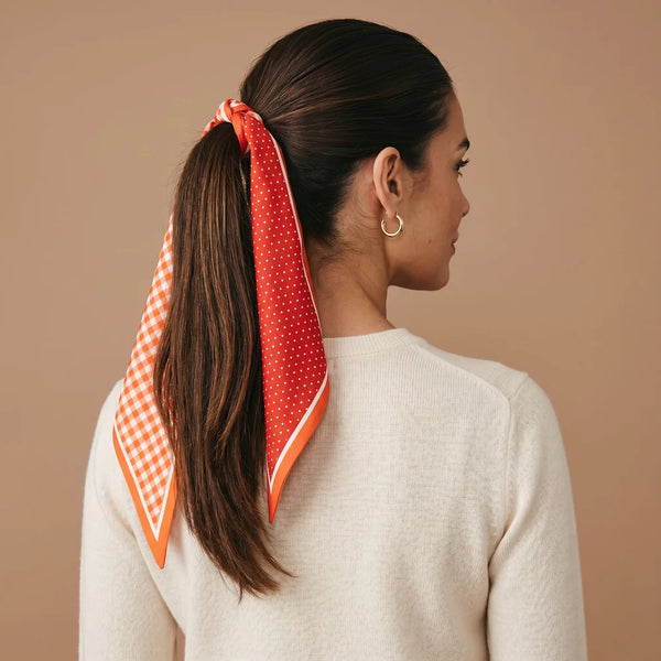 Twirl & Tie Scarf Accessory || Gingham Orange
