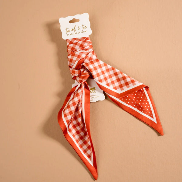 Twirl & Tie Scarf Accessory || Gingham Orange
