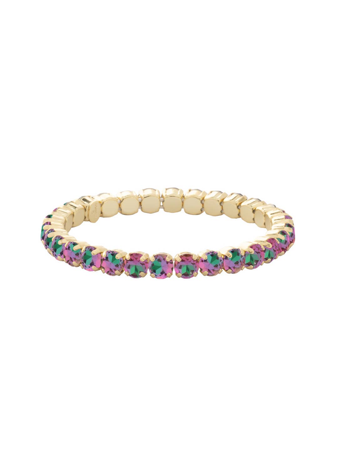 Sorrelli ||10K Gold Plated Magenta Mini Crystal Stretch Bracelet 7in