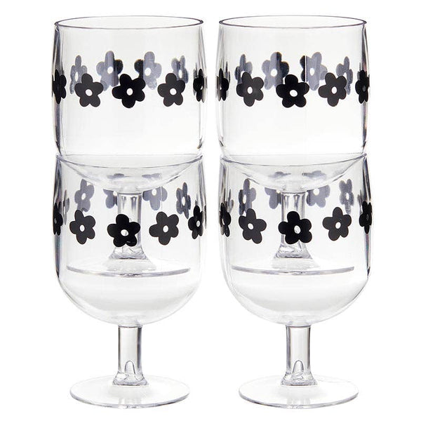 Stackable Acrylic Wine Glasses - Flowers