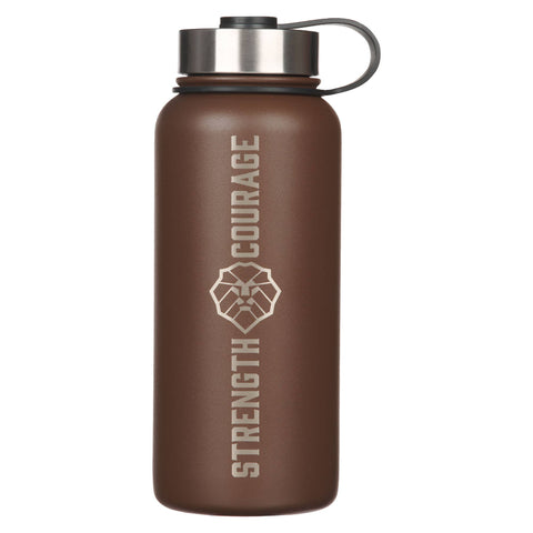 Strength & Courage Brown  Water Bottle - Josh. 1:9