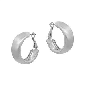 Matte Silver Chunky .75" Hoop Earrings