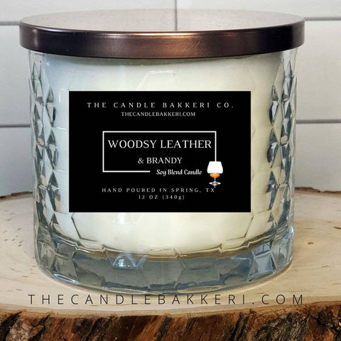 Woodsy Leather & Brandy Candle || 18oz