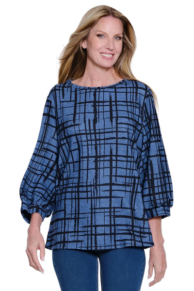 Ali Miles || Miranda Top in Blue Plaid