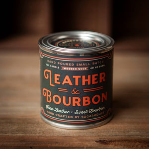 Leather & Bourbon Soy Candle with Wooden Wick