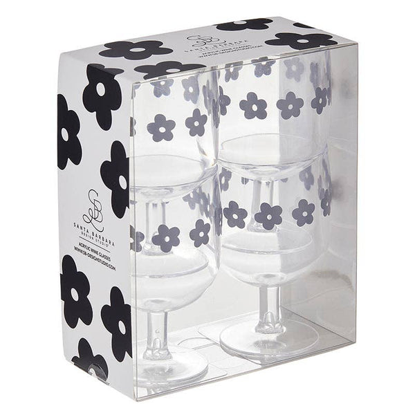 Stackable Acrylic Wine Glasses - Flowers