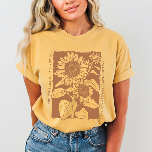 The Lord Bless You Comfort Colors Christian Sunflower Tshirt