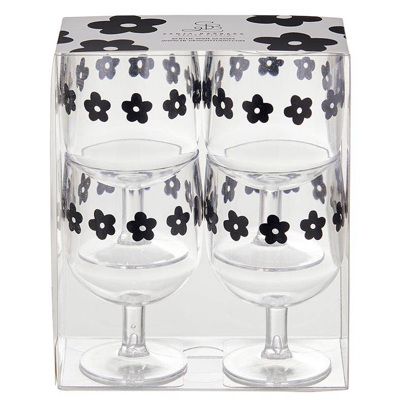 Stackable Acrylic Wine Glasses - Flowers