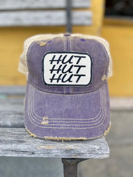 Distressed Washed  Trucker Hat || HUT HUT HUT Patch