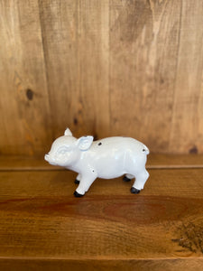 Distressed White Ceramic Pig