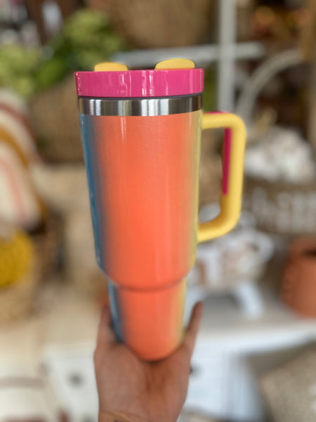 40oz Insulated Tumblers with Handle || Fairyland Pink