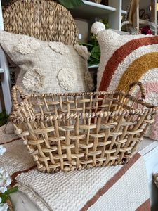 Woven Handled Basket with Large Weaves