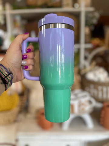 40oz Insulated Tumblers with Handle || Fairyland Green