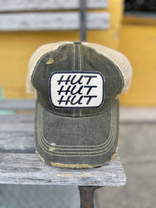 Distressed Washed  Trucker Hat || HUT HUT HUT Patch