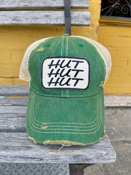 Distressed Washed  Trucker Hat || HUT HUT HUT Patch