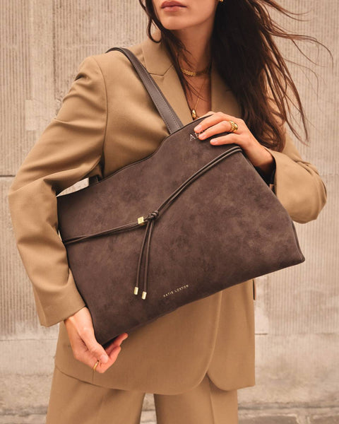 Katie Loxton || Lori Tote Bag - Bitter Chocolate Suedette