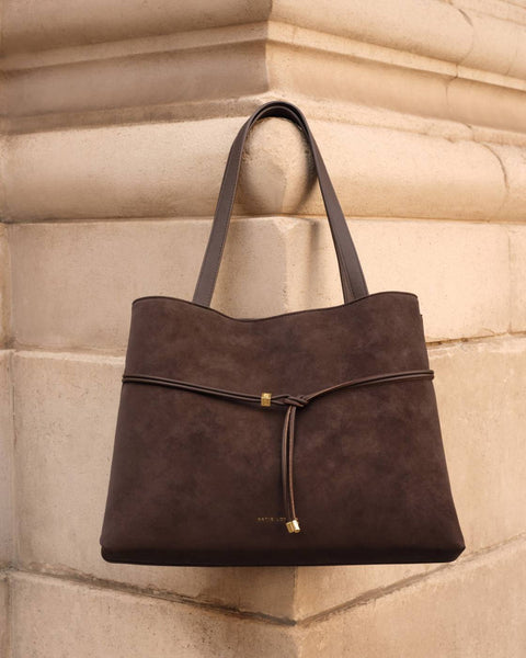 Katie Loxton || Lori Tote Bag - Bitter Chocolate Suedette