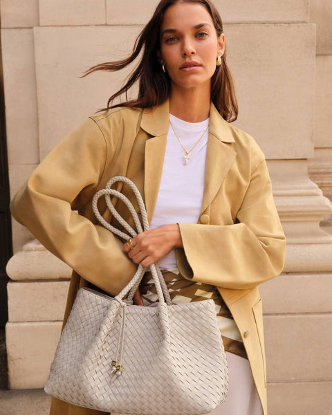 Katie Loxton || Nova Woven Small Shoulder Tote - Oyster