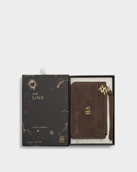 Katie Loxton || Gift Boxed Coin & Card Holder - Chocolate Suedette