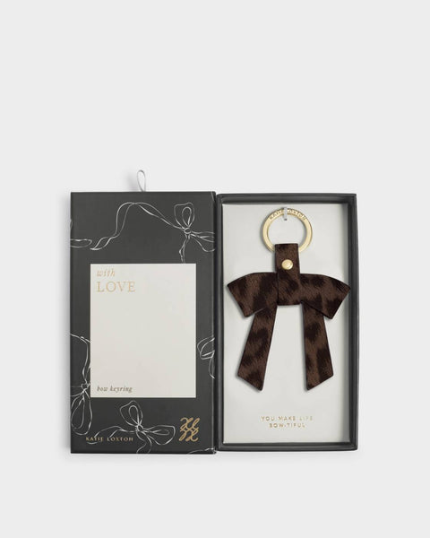 Katie Loxton || "You Make My Life Bow-tiful' Boxed Bow Keychain - Chocolate Leopard