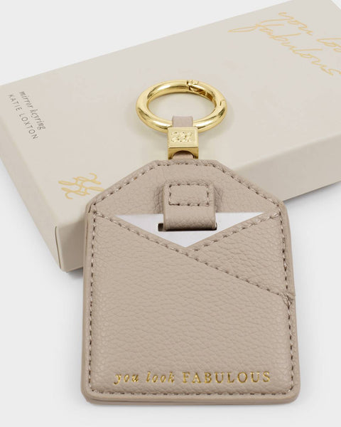 Katie Loxton || "You Look Fabulous' Boxed Mirror Keychain - Light Taupe