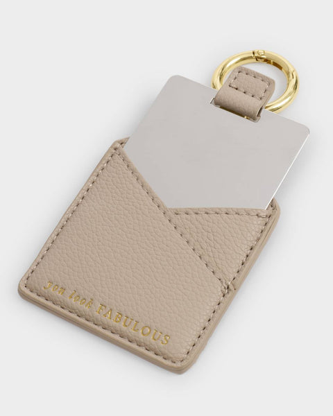 Katie Loxton || "You Look Fabulous' Boxed Mirror Keychain - Light Taupe