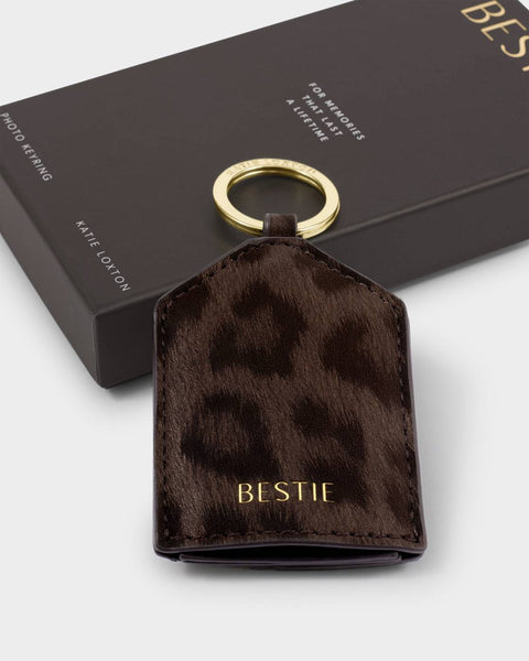 Katie Loxton || 'Bestie' Boxed Photo Keychain - Chocolate Leopard