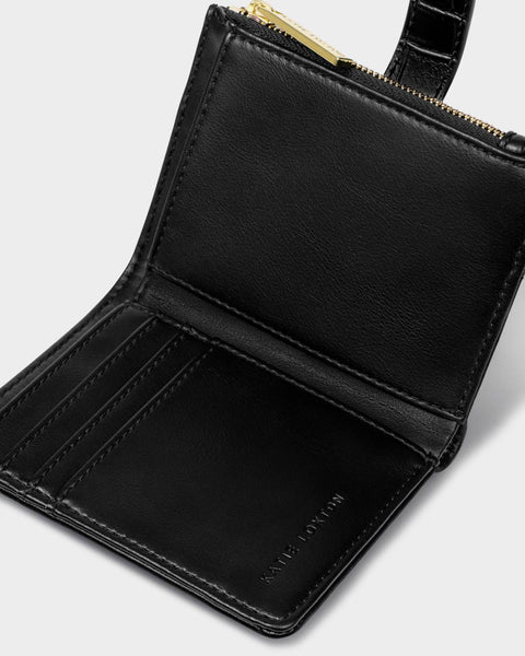 Katie Loxton || Orin Twist Lock Wallet - Black Croc