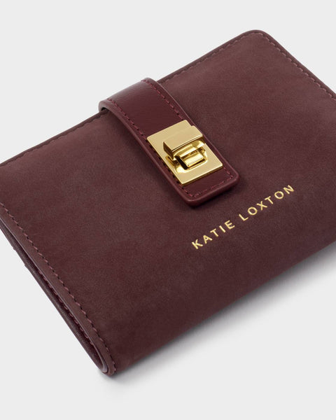 Katie Loxton || Orin Twist Lock Wallet - Cherry Suedette