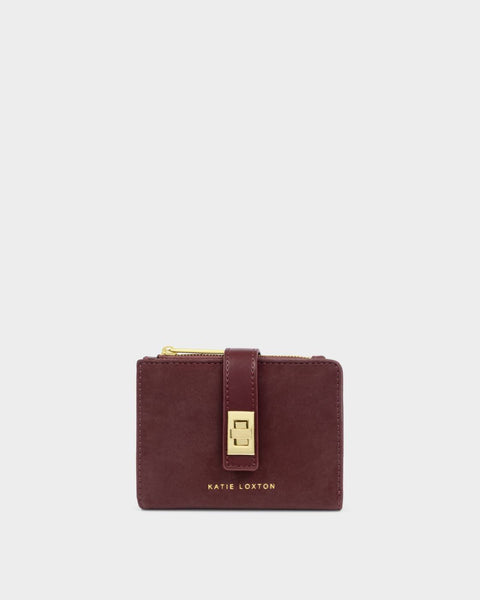 Katie Loxton || Orin Twist Lock Wallet - Cherry Suedette