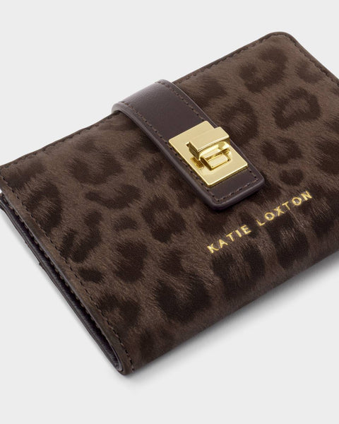 Katie Loxton || Orin Twist Lock Wallet - Chocolate Leopard