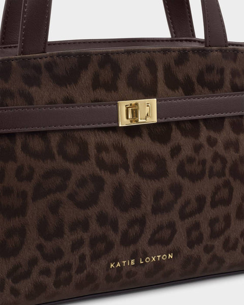 Katie Loxton || Orin Top Handle Crossbody Bag - Chocolate Leopard