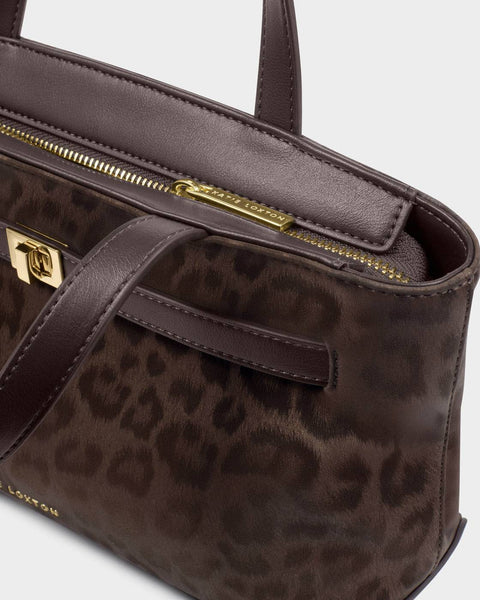 Katie Loxton || Orin Top Handle Crossbody Bag - Chocolate Leopard