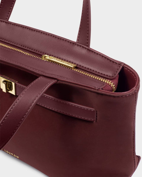 Katie Loxton || Orin Top Handle Crossbody Bag - Cherry Suedette