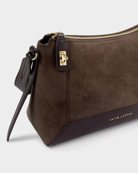 Katie Loxton || Charlbury Crossbody Bag - Bitter Chocolate Suedette