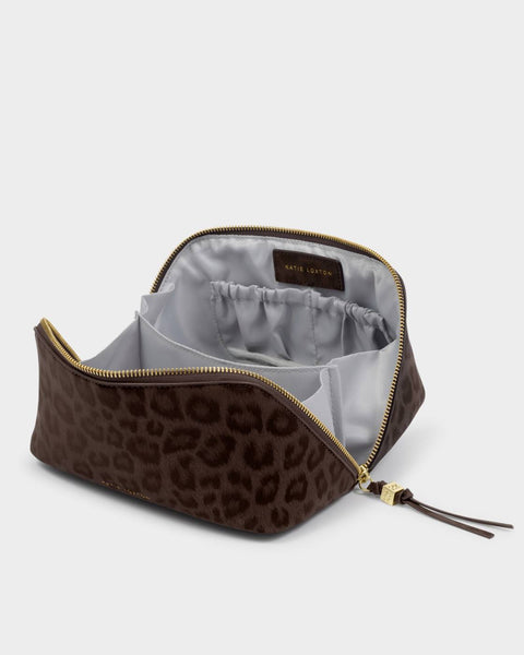 Katie Loxton || Soho Medium Make Up Bag - Chocolate Leopard