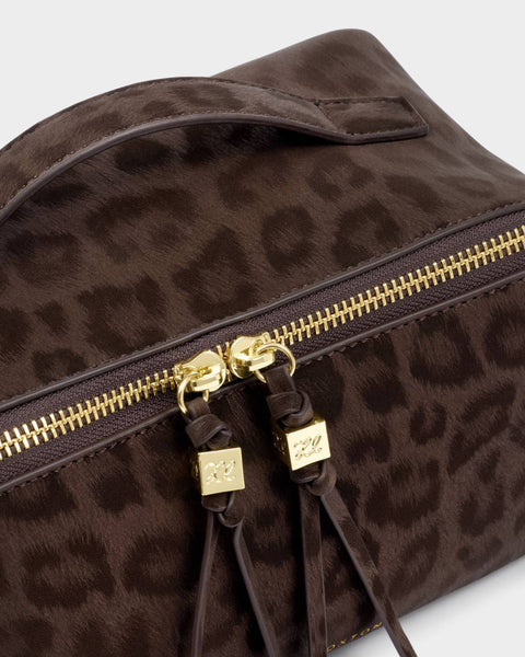 Katie Loxton || Soho Medium Make Up Bag - Chocolate Leopard