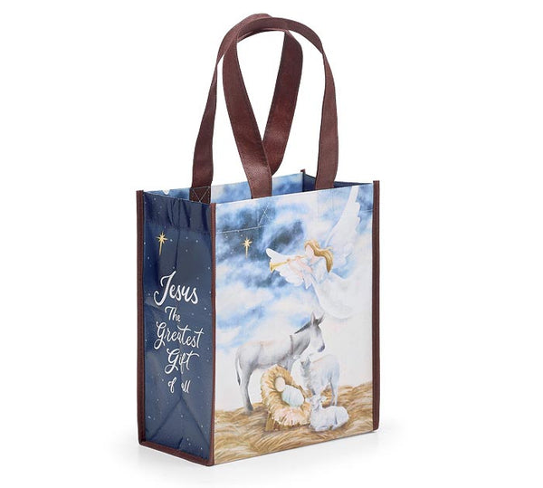 Baby Jesus with Angels and Animals Tote