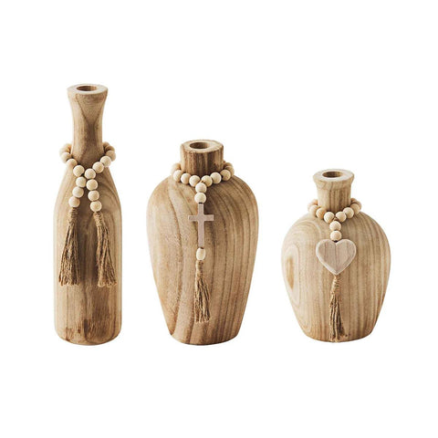 Bead Paulownia Wood Vase