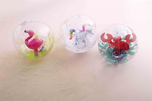 Glitter Beach Ball || Unicorn / Flamingo / Crab