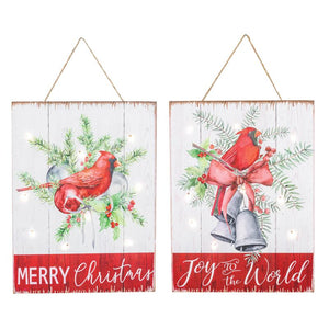 Merry Cardinal Sign with Lights