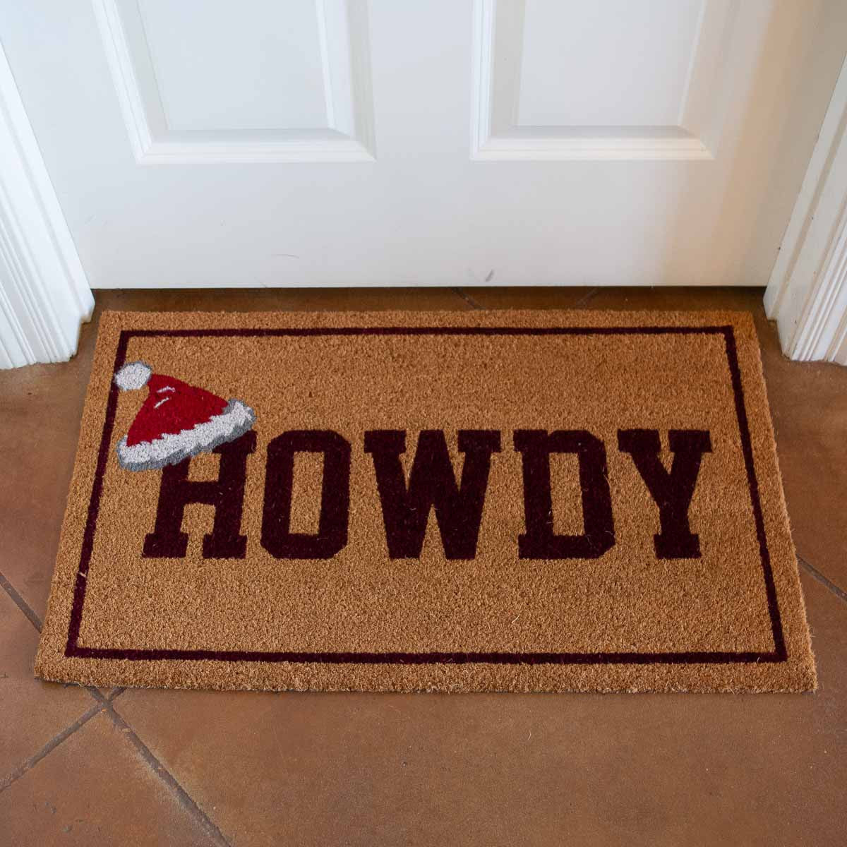 Santa Hat Howdy Coir Doormat