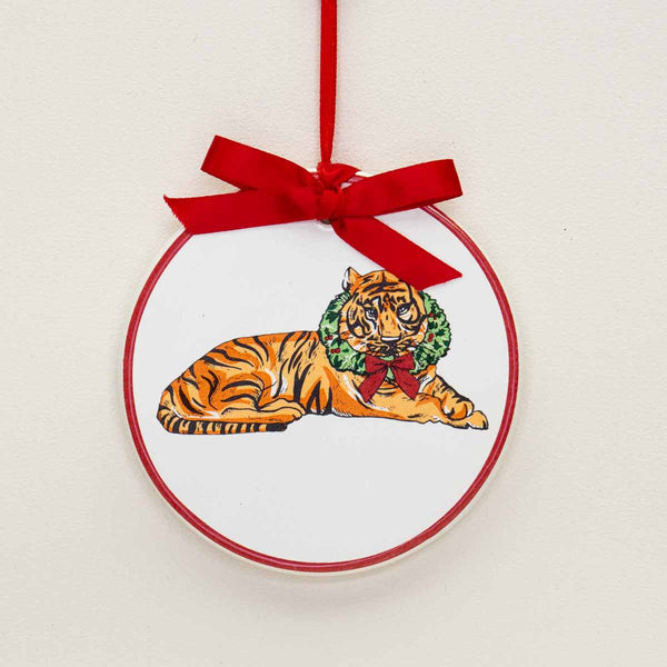 Tiger Wreath Ceramic Ornament