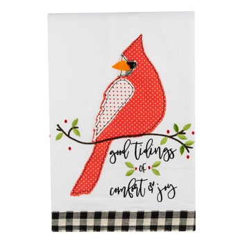 Good Tidings of Comfort & Joy with Cardinal Tea Towel