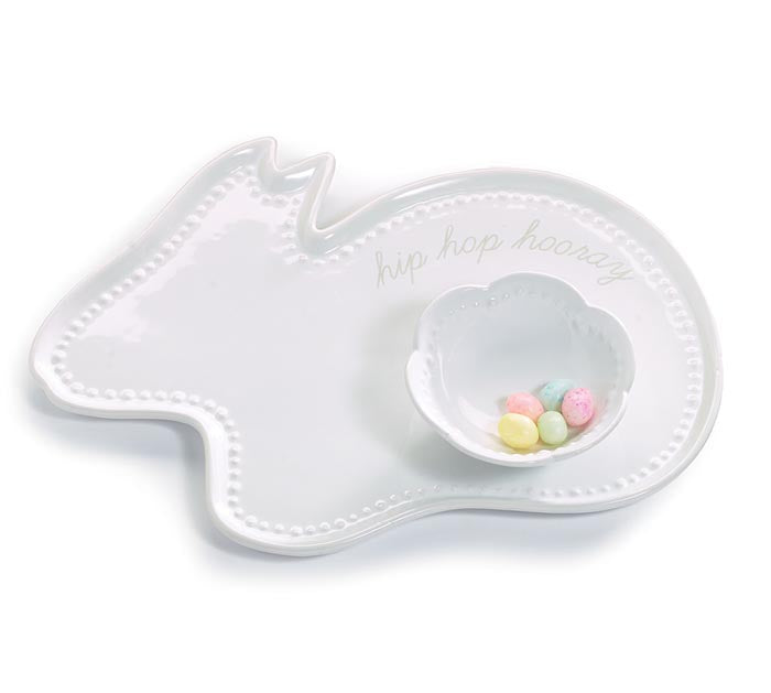 Clever Cottontail Bunny Chip/Dip Platter