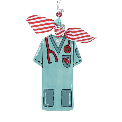 Nurse/Dr Scrubs Flat Ceramic Ornament