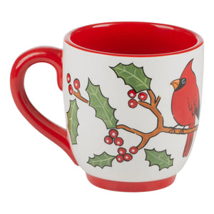 Cardinal with Holly Wreath Mug