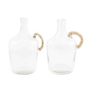 Glass Jug with Wicker Handle || Large